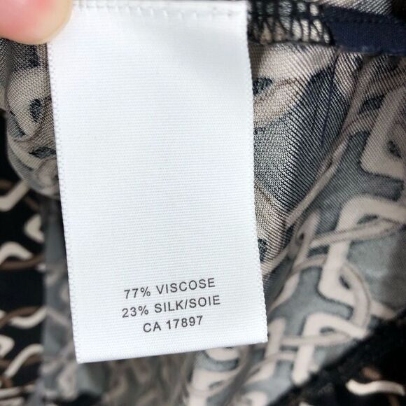 BANANA REPUBLIC Silk Blend Faux Wrap 3/4 Slve Chain Link Fit & Flare Dress SzS - Picture 8 of 8